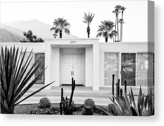 Architecture Canvas Print featuring the photograph Black California Series - Palm Springs White House by Philippe HUGONNARD