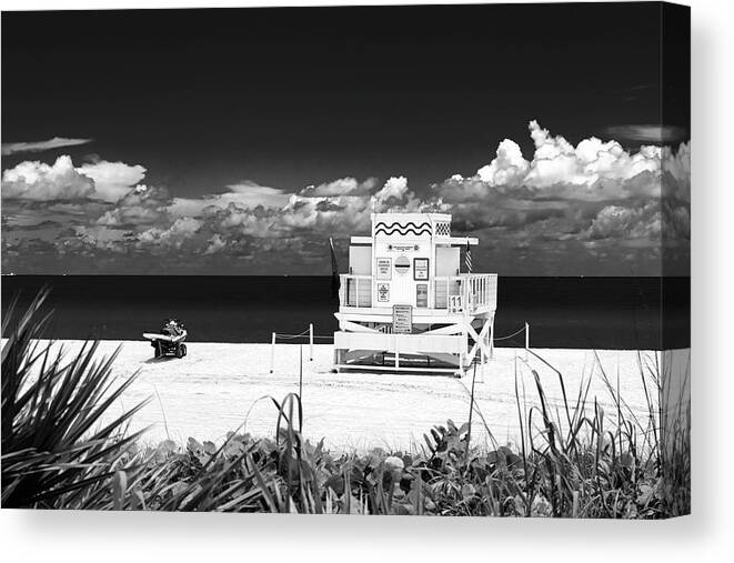 Florida Canvas Print featuring the photograph Black Florida Series - Baywatch by Philippe HUGONNARD