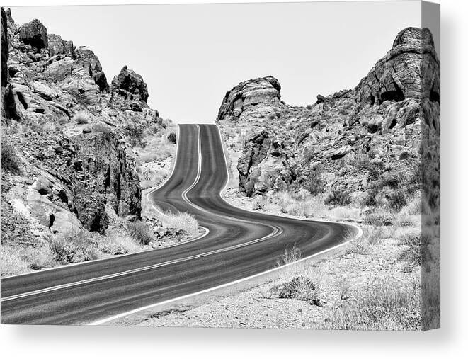 Nevada Canvas Print featuring the photograph Black Nevada Series - On the Road by Philippe HUGONNARD