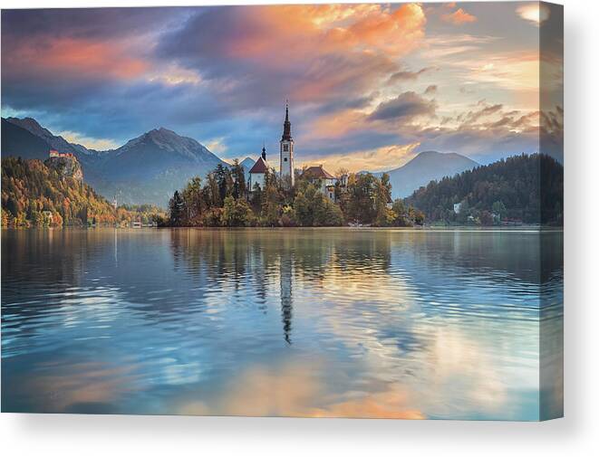 Europe Canvas Print featuring the photograph Bled Lake by Elias Pentikis
