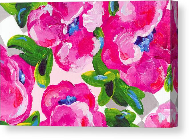 Abstract Flowers Canvas Print featuring the painting Blossoming 2 by Beth Ann Scott