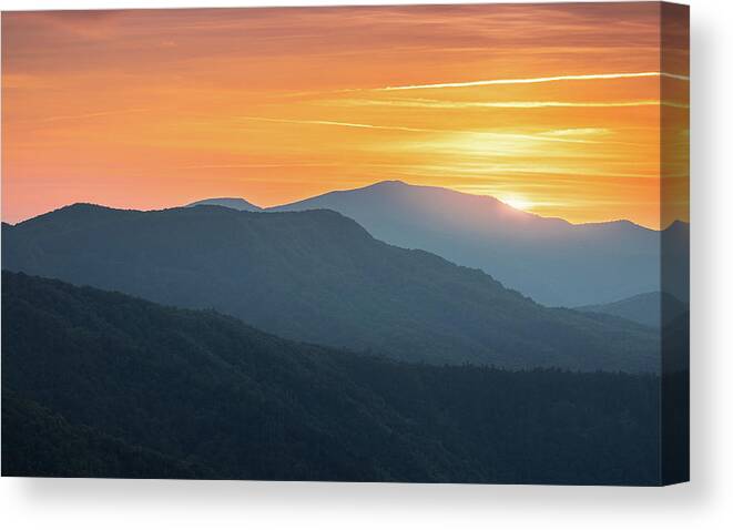 Linville Gorge Canvas Print featuring the photograph Blue ridge Mountains Linville Gorge Hawksbill Mountain North Carolina by Jordan Hill