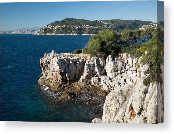French Riviera Canvas Print featuring the photograph Blue sea and Provençal coast by Jean-Marc PAYET