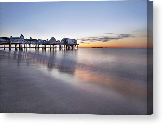 Boardwalk At Dawn Canvas Print featuring the photograph Boardwalk at Dawn by Eric Gendron