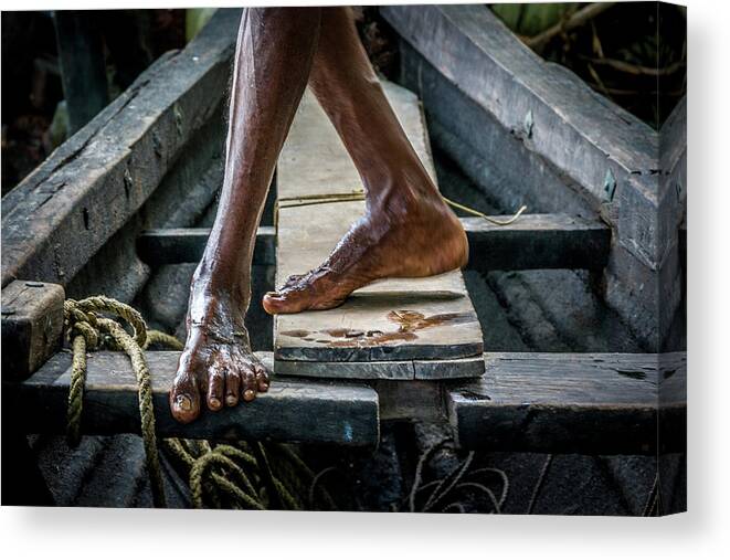 Boatmen Canvas Print featuring the photograph Boatman's Ballet by Sonny Marcyan