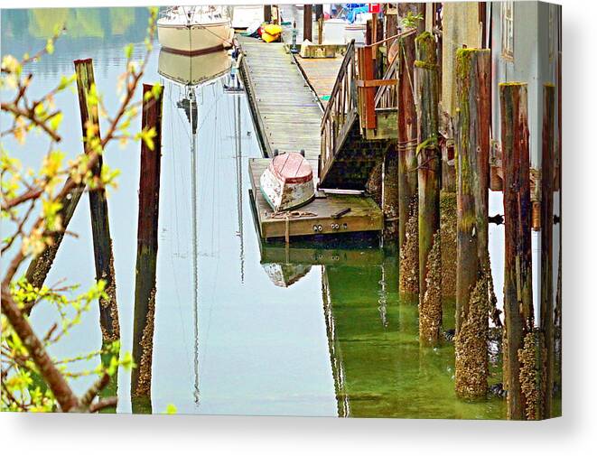 Seascape Canvas Print featuring the photograph Boats at Rest by Bill TALICH