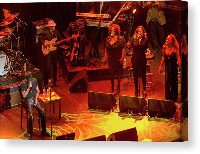 Royal Albert Hall Canvas Print featuring the photograph Bobby Womack in concert at Royal Albert Hall by Andrew Lalchan