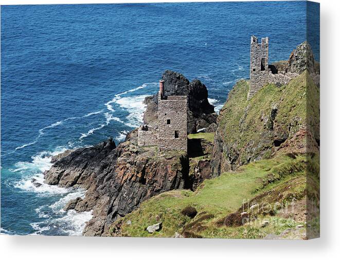 Crown Engine Houses Canvas Print featuring the photograph Botallack Crown Engine Houses Cornwall by Terri Waters