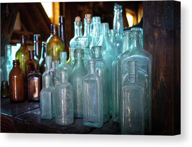Old Canvas Print featuring the photograph Bottles by Mary Hone