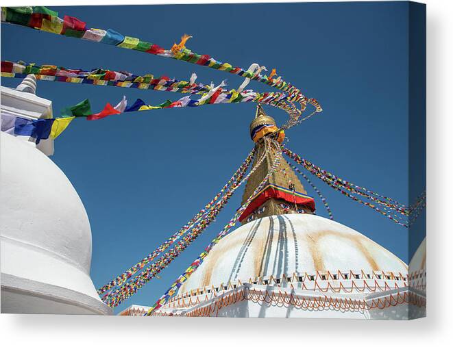 Boudha Stupa Canvas Print featuring the photograph Boudhanath Stupa, Kathmandu Nepal by Michalakis Ppalis