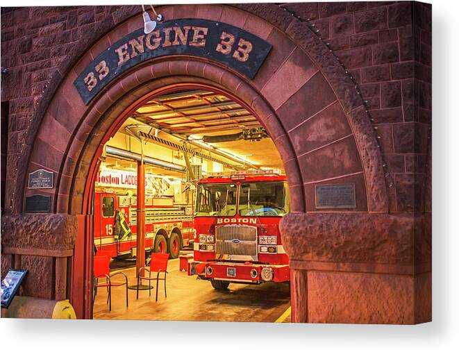 Boston Canvas Print featuring the photograph Boylston Street Fire Station Boston MA Engine 33 by Toby McGuire