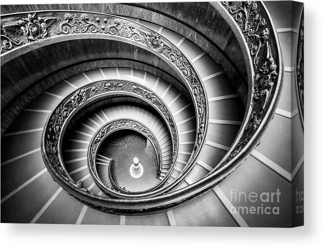 Bramante Staircase Canvas Print featuring the photograph Bramante Spiral Staircase, Vatican City, Rome by Neale And Judith Clark