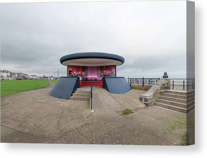 New Topographics Canvas Print featuring the photograph Bray Seaside Shelter by Stuart Allen