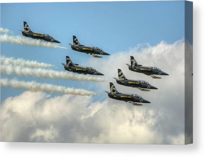 Airplane Canvas Print featuring the photograph Breitling Jets by Carolyn Hutchins
