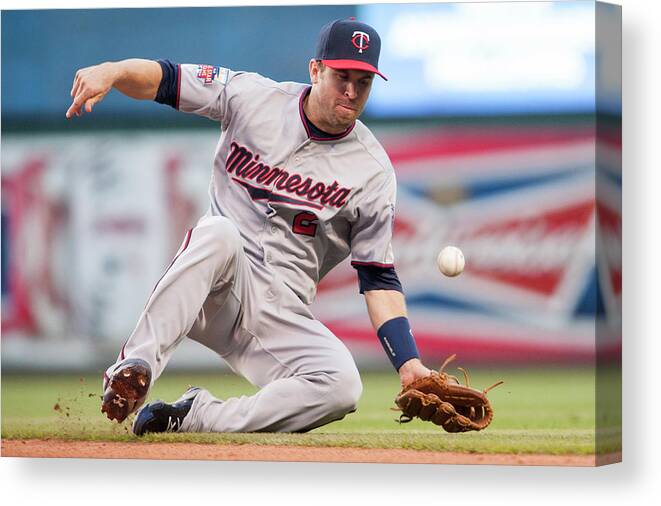 American League Baseball Canvas Print featuring the photograph Brian Dozier and David Murphy by Jason Miller