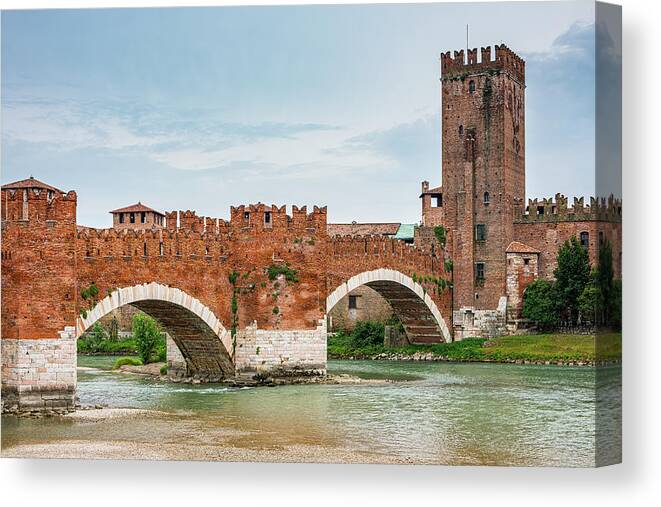 Italy Canvas Print featuring the photograph Bridge in Verona by Marla Brown