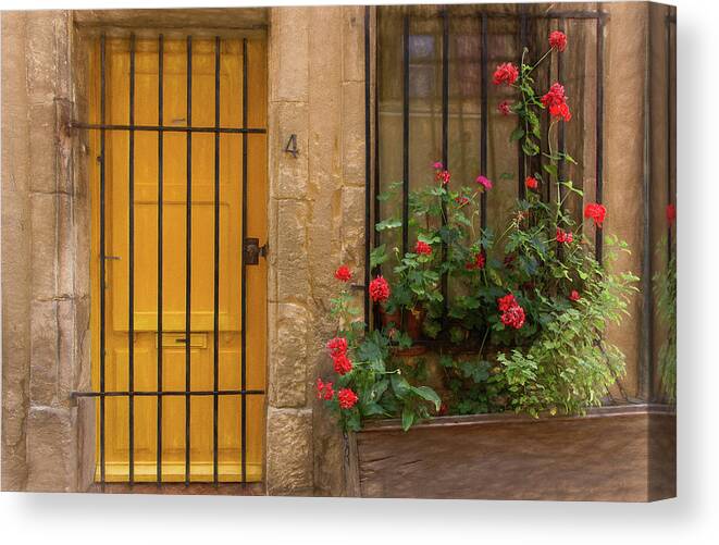 France Canvas Print featuring the photograph Bright Yellow Welcome in Arles, France by Marcy Wielfaert