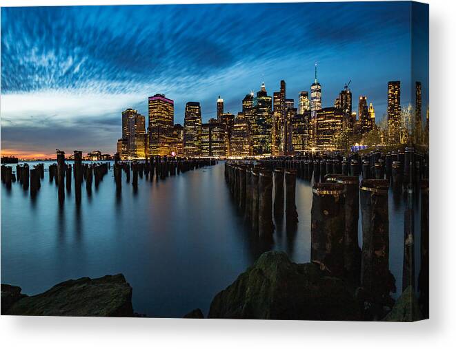 Landscape Canvas Print featuring the photograph Brooklyn Blue Hour by Kevin Plant