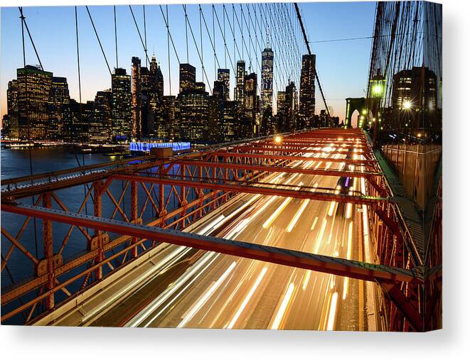 Brooklyn Canvas Print featuring the photograph Last Exit, Brooklyn - Brooklyn Bridge, New York City by Earth And Spirit