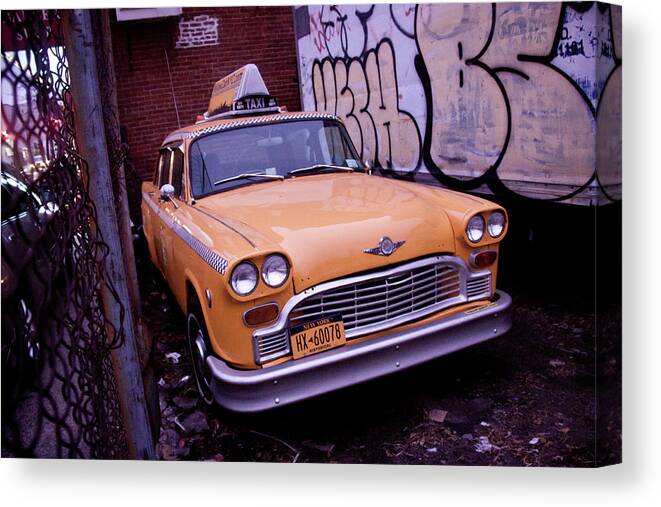 Brooklyn Canvas Print featuring the photograph Brooklyn Retro Taxi by Chris Goldberg
