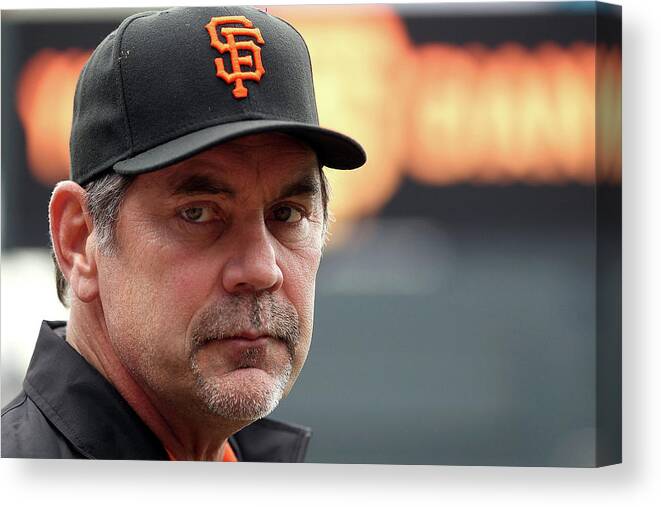 Bruce Bochy Canvas Print featuring the photograph Bruce Look by Doug Pensinger