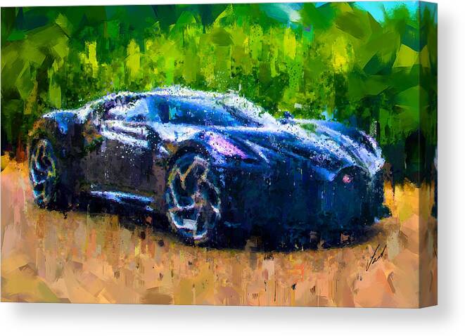 Bugatti Canvas Print featuring the painting Bugatti La Voiture Noire by Vart. by Vart