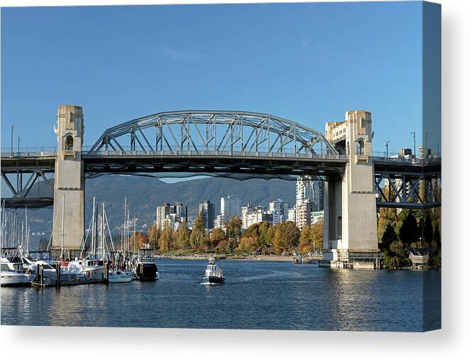 Apartments Canvas Print featuring the photograph Burrard Street Bridge over Vancouver's False Creek by Michael Russell