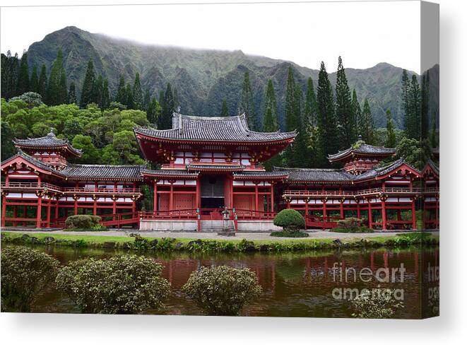 Bydodo-in Temple Canvas Print featuring the photograph Byodo-In Temple Oahu by Debra Banks