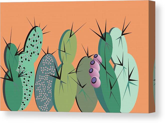 Cactus Canvas Print featuring the digital art Cactus Party by Ted Clifton