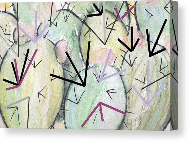 Cactus Canvas Print featuring the mixed media Cactus with Lines by Ted Clifton