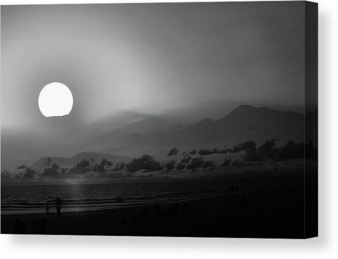 Monochrome Canvas Print featuring the photograph California Beach by Jim Signorelli