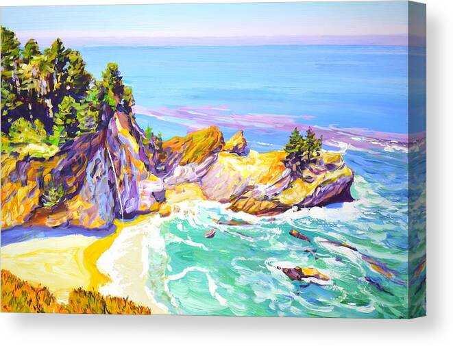 Ocean Canvas Print featuring the painting California. Ocean. Beach. by Iryna Kastsova