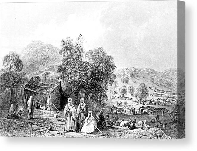 William Henry Bartlett Canvas Print featuring the photograph Camp Near Mount Tabor in 1847 by Munir Alawi