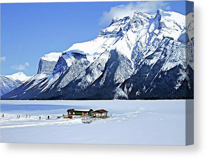Winter. Canadian Rockies. Canvas Print featuring the digital art Canadian Rockies by Marie Conboy