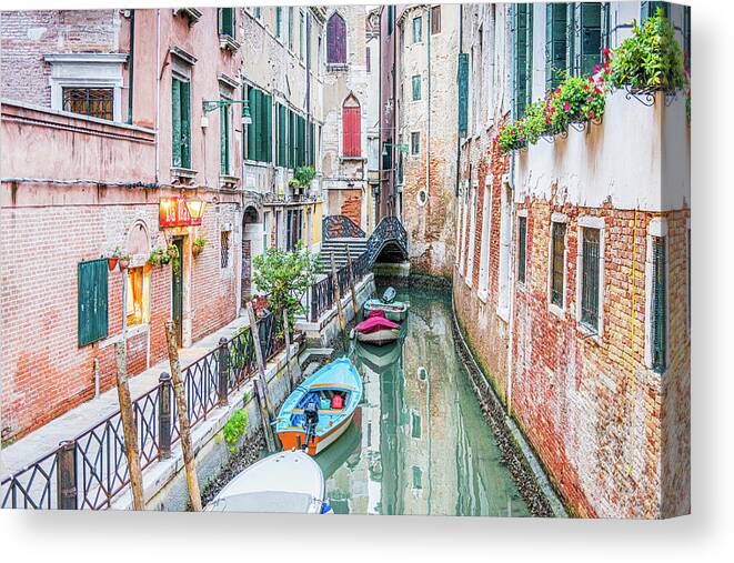 Italy Photography Canvas Print featuring the photograph Canal in Venezia by Marla Brown