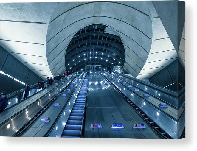  Canvas Print featuring the photograph Canary Wharf Station by Andrew Lalchan