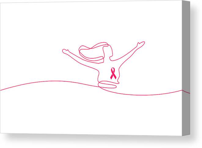 Breast Cancer Care Canvas Print featuring the drawing Cancer Awareness Girl by Amtitus