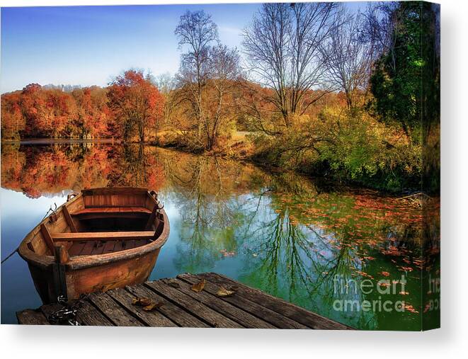 Lake Canvas Print featuring the photograph Canoe on Patrick Henry Lake by Shelia Hunt