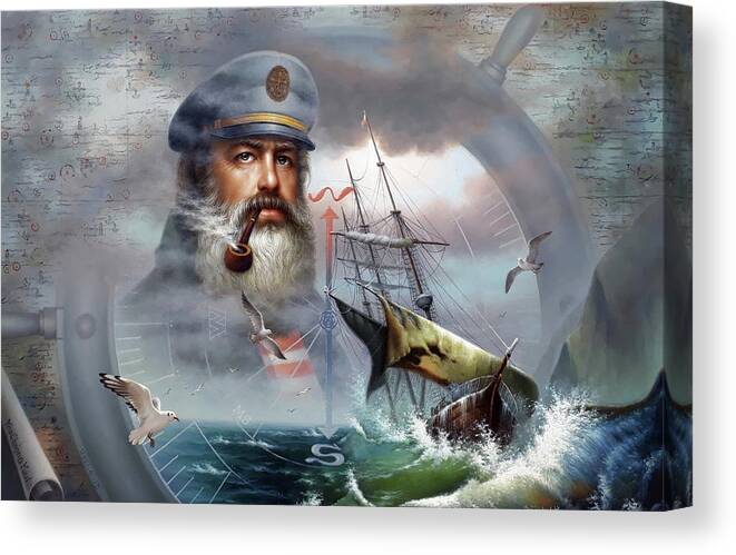 Captain Canvas Print featuring the painting Captain's Compass by Yoo Choong Yeul