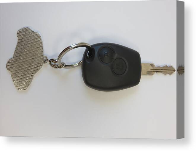 Key Ring Canvas Print featuring the photograph Car Key by tzahiV