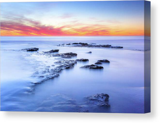 Sunset Canvas Print featuring the photograph Cardiff Fire and Ice by Alexander Kunz