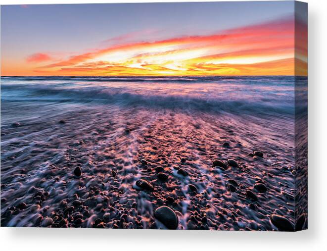  Canvas Print featuring the photograph Carlsbad Rocky Sunset 2 by Local Snaps Photography