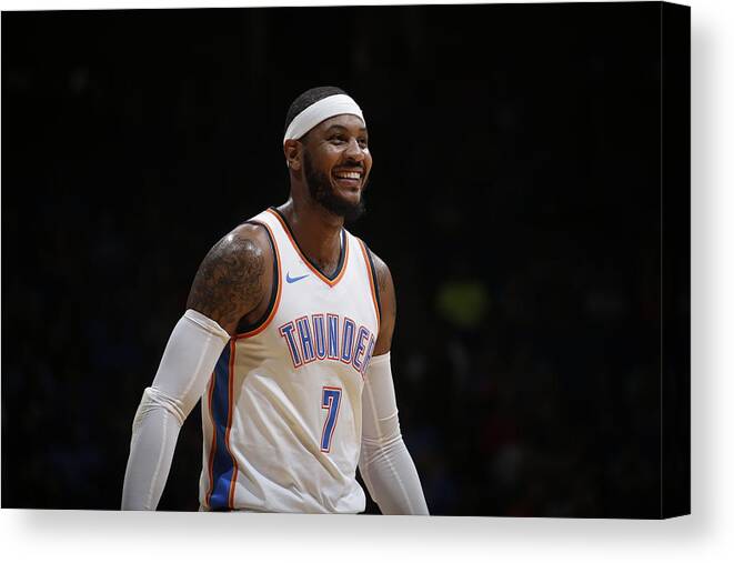 Nba Pro Basketball Canvas Print featuring the photograph Carmelo Anthony by Shane Bevel