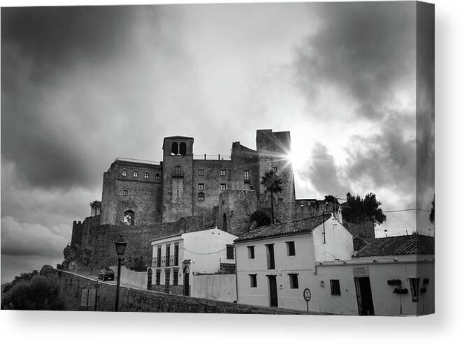 Black And White Canvas Print featuring the photograph Castillo de Castellar de la Frontera by Naomi Maya