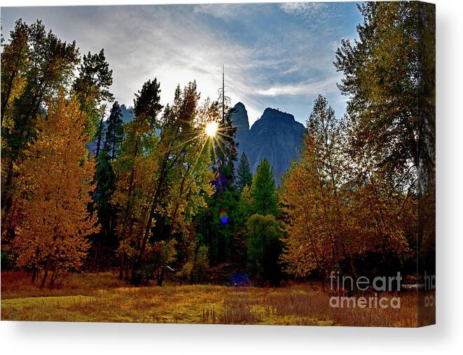 Fall Canvas Print featuring the photograph Cathedral Rock and Fall Foliage by Amazing Action Photo Video