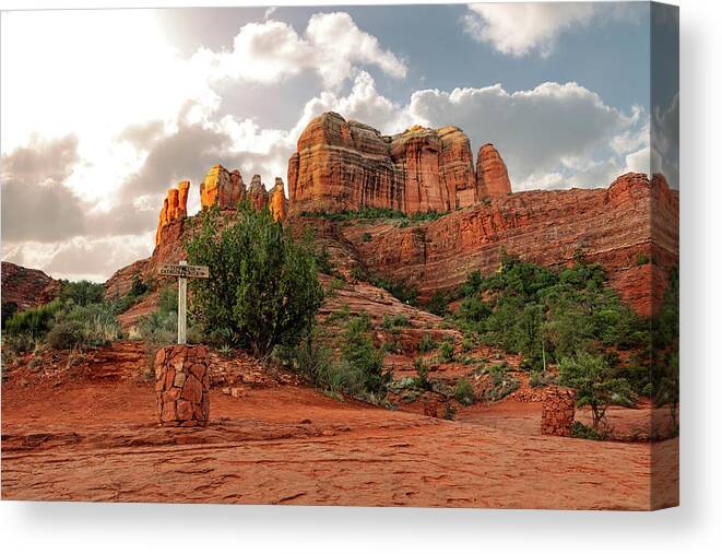 Arizona Canvas Print featuring the photograph Cathedral Rock Hiking Trail in Sedona Arizona by Good Focused