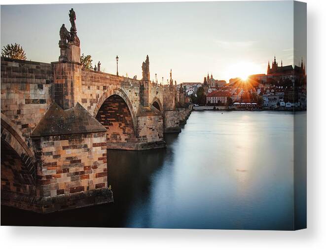 Castle Canvas Print featuring the photograph Charles bridge in Prague, czech republic. by Vaclav Sonnek