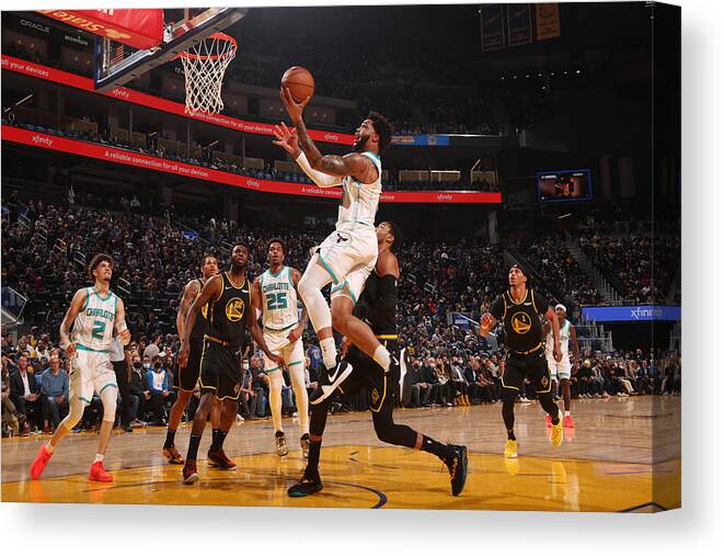 Drive Canvas Print featuring the photograph Charlotte Hornets v Golden State Warriors by Jed Jacobsohn