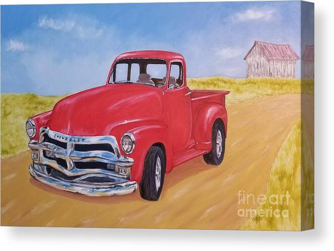 Old Canvas Print featuring the painting Chevrolet Truck by Stacy C Bottoms
