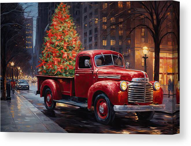 Christmas Art Canvas Print featuring the painting Chicago Christmas Experience by Lourry Legarde